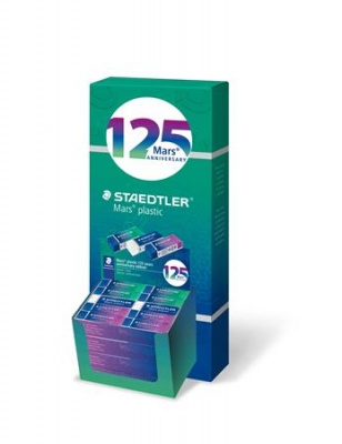 Radír display, STAEDTLER "Mars® Plastic 526, 125 years", kék-zöld-lila